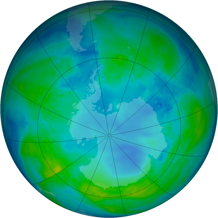Antarctic ozone map for 05 May 2003